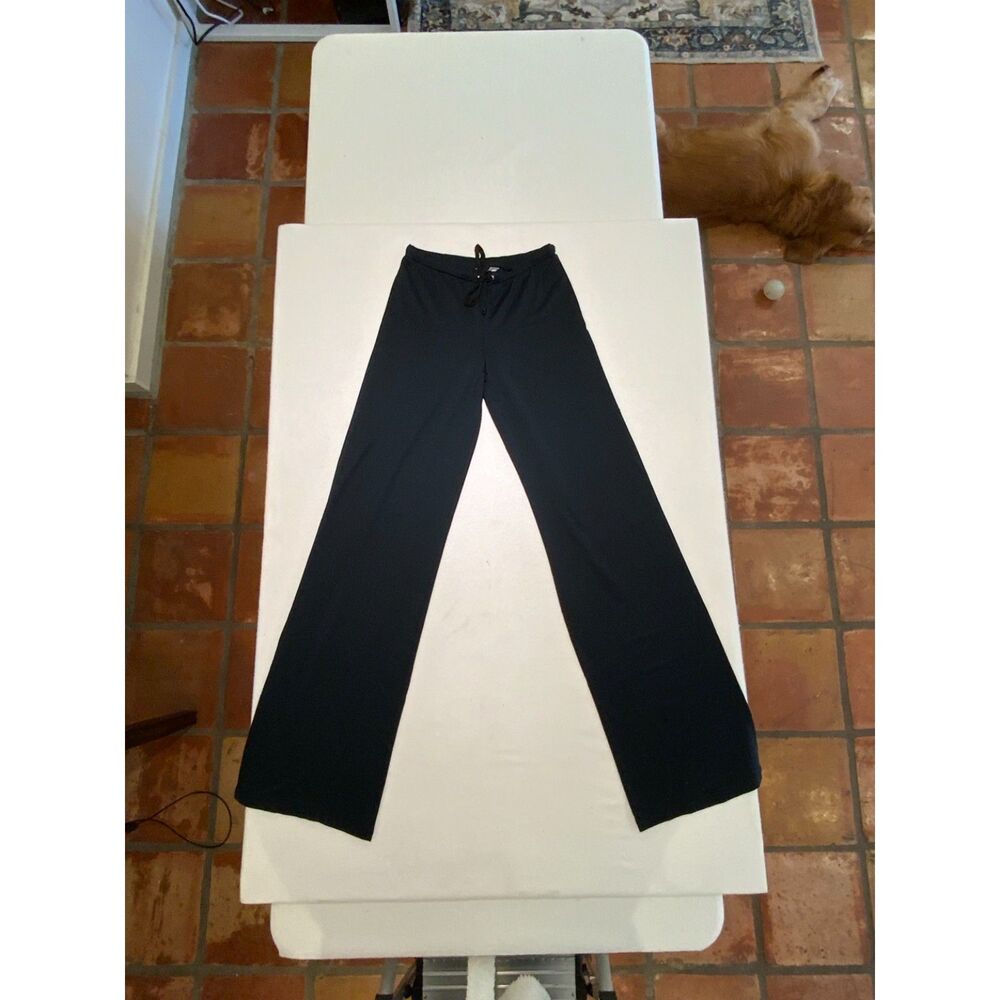 Alvin Valley Black Wide Leg Trousers – Minimalist Drawstring Pants (M)